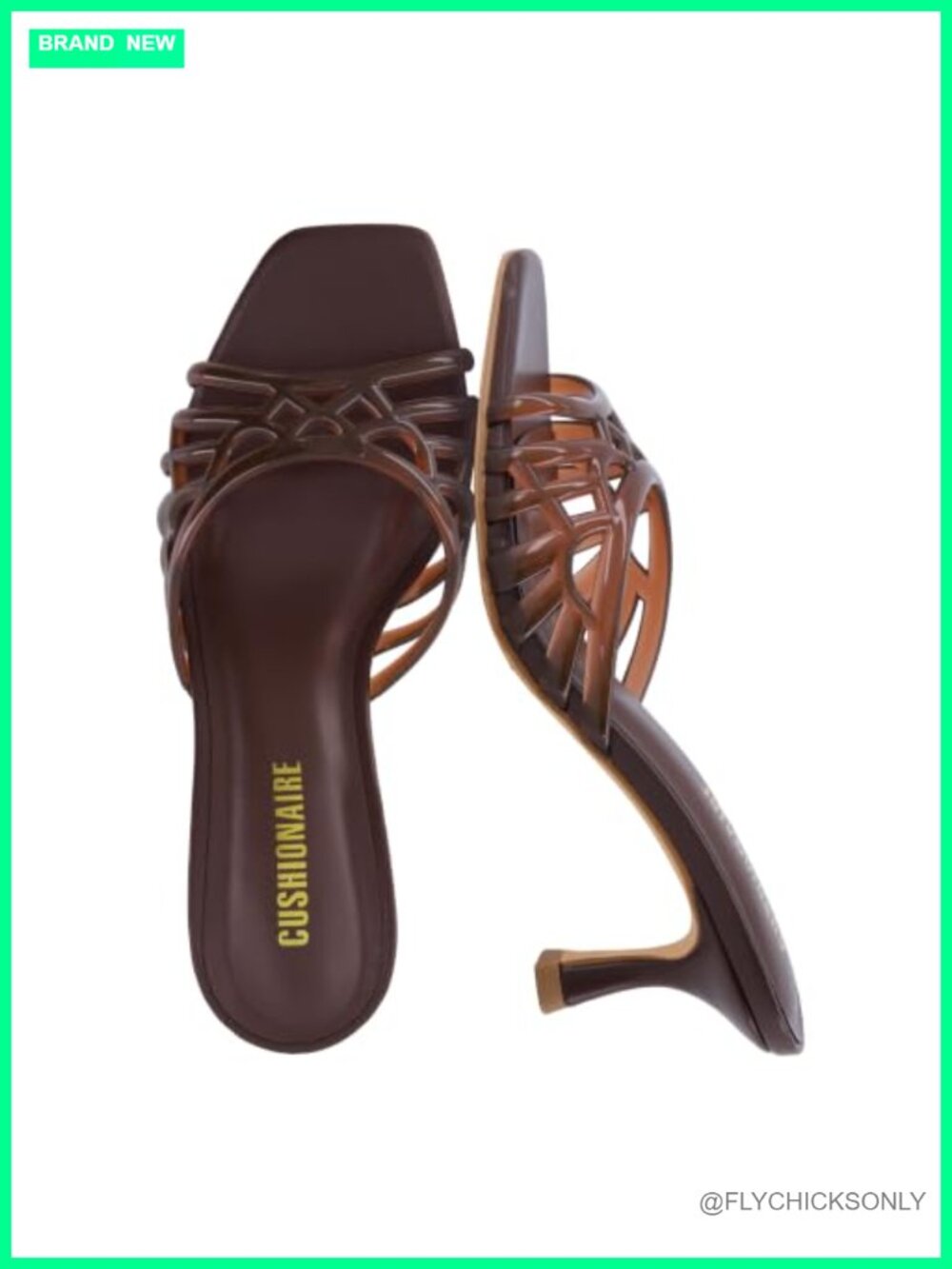 Jelly Kitten Heel Mule Sandals Slip On Square Toe Women's